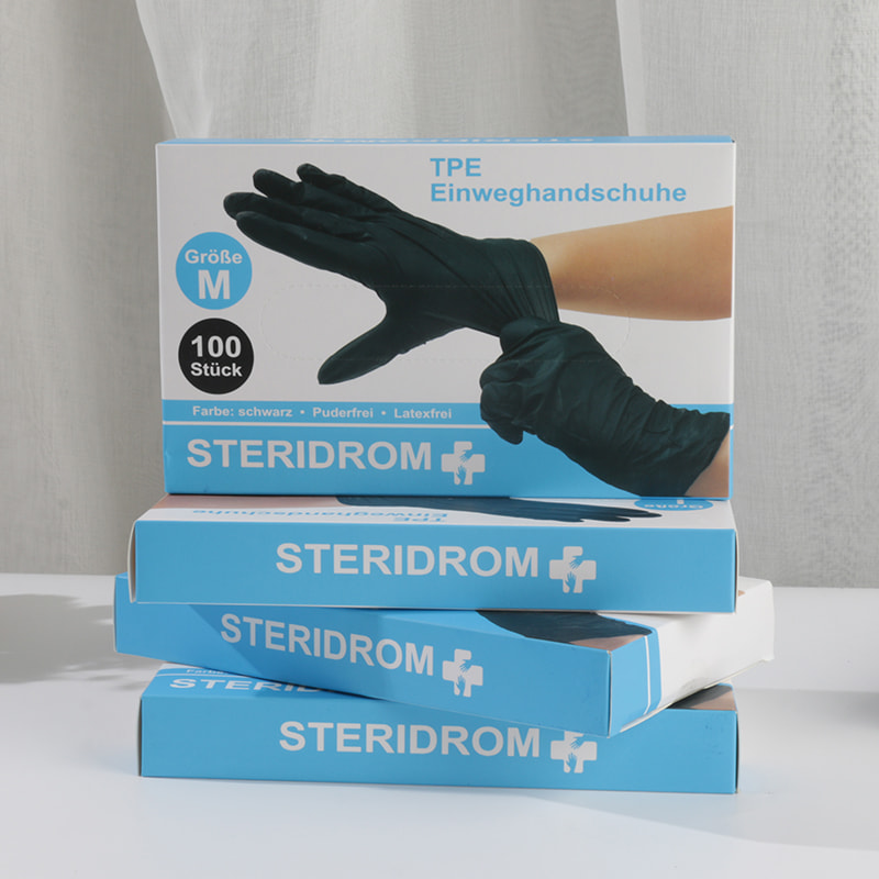 Boa resistência à temperatura Luvas TPE pretas (padrão diamante) Boa resistência à temperatura Luvas TPE pretas (padrão diamante)