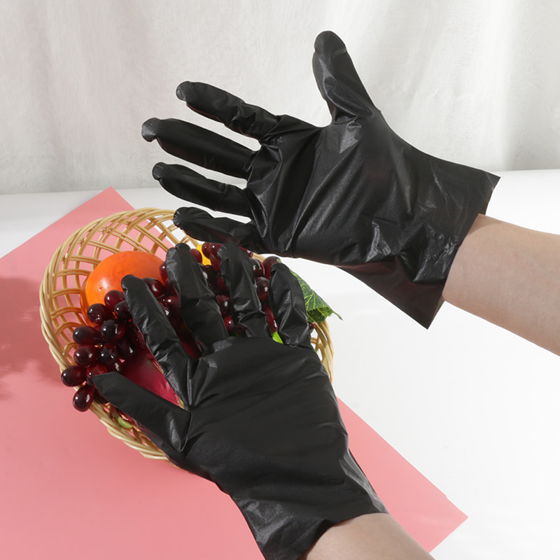 Boa resistência à temperatura Luvas TPE pretas (padrão diamante)
