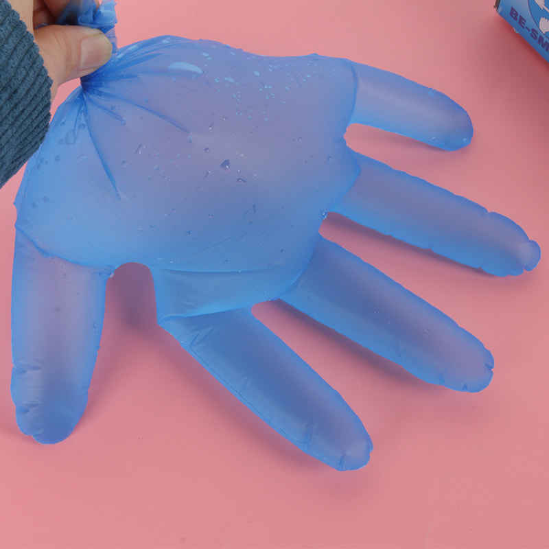 Resistência química Luvas TPE azuis (padrão de pontos) Resistência química Luvas TPE azuis (padrão de pontos)
