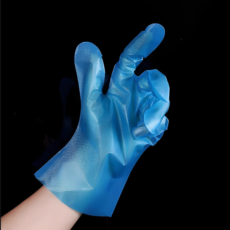 ‌Resistência química Luvas TPE azuis (textura fosca)