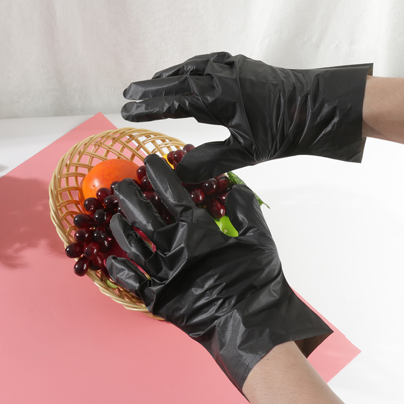 ‌‌Boa resistência à temperatura Luvas TPE pretas (textura fosca)